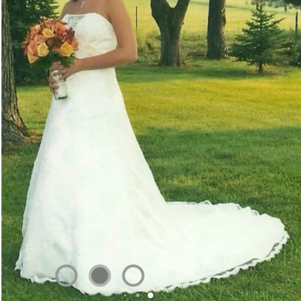 David’s Bridal Wedding Dress Size 18W Solid Ivory Lace Beaded Strapless 9T9211 - Picture 16 of 16